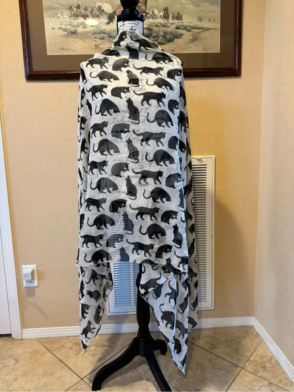Oversized Sem-sheer Kitty Cat Scarf
